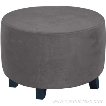 Velvet Plush Round Ottoman Cover Footstool Protector